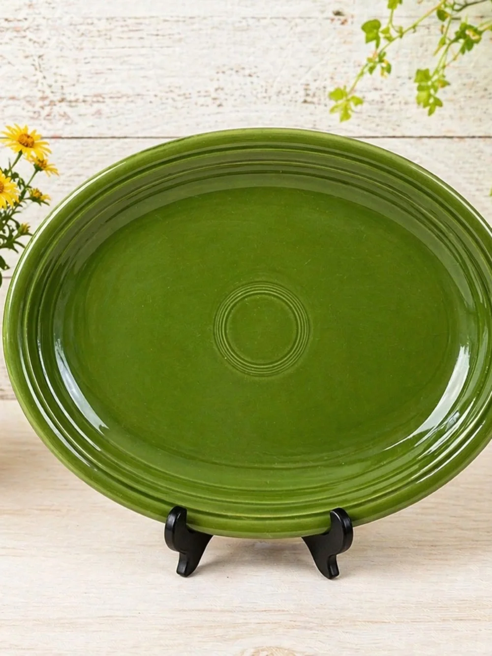 Fiesta Vintage Green Oval Ceramic Serving Platter